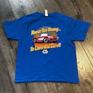 Vintage Car Graphic Blue T-Shirt